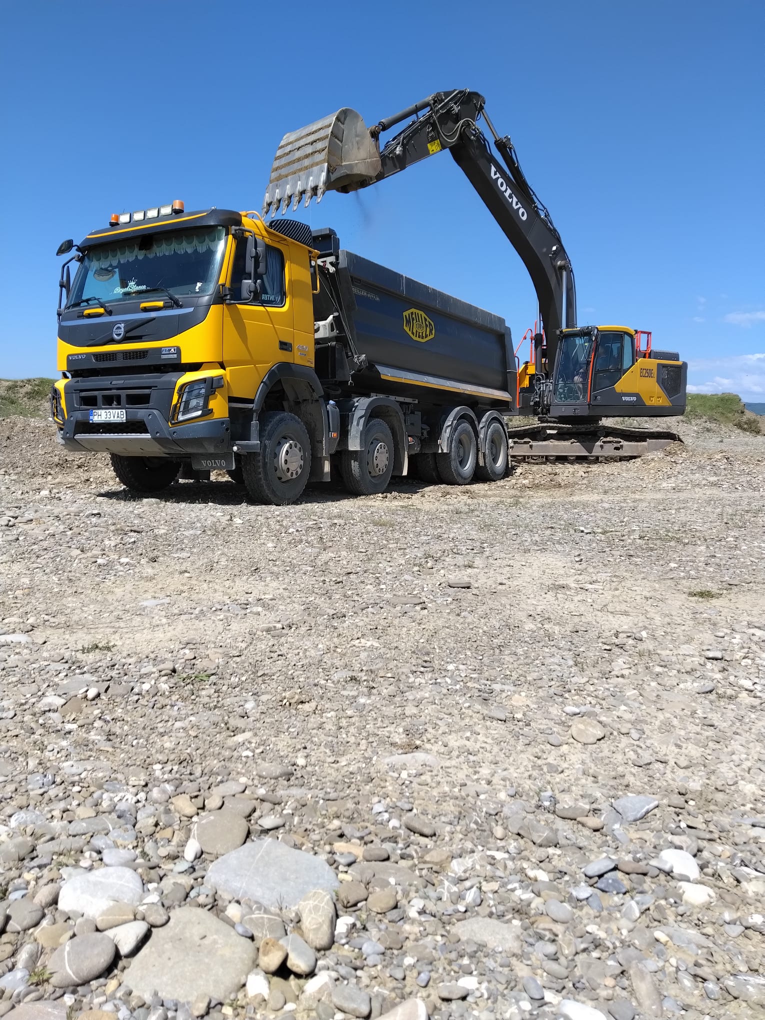Basculantă Volvo & excavator – agregate